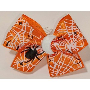 Boucle à barrette : orange toile d'araignée