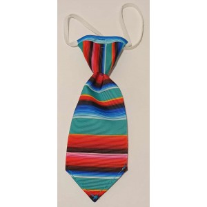 Cravates : grande : ligné turquoise/bleu/rouge