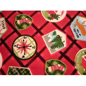 Foulards Noël : rouge carreaux/badge (flanelle) : Petit